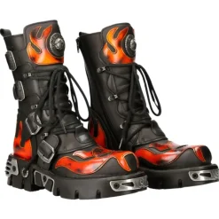 New Rock Boots New Rock Flame Boots, Demon Skull M.107-S1