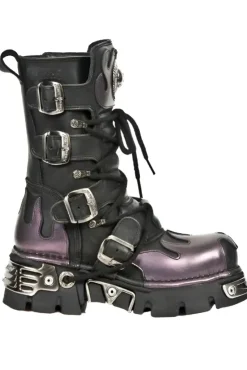 New Rock Boots New Rock Purple Flame Boots M591 S5 (UK3, 13)