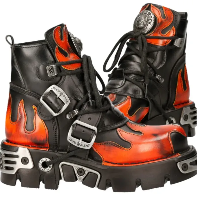New Rock Boots New Rock Red Flame Boots, M.288-S1