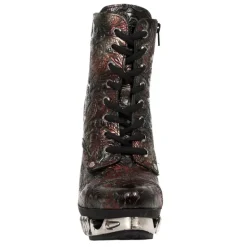 New Rock Boots New Rock Red Flower Ankle Boots (UK8, 9)