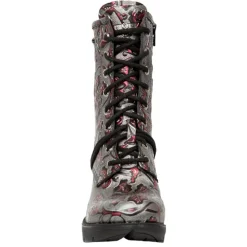 New Rock Boots New Rock Red Metallic Vintage Flower Ankle Boots M.TR001-S6