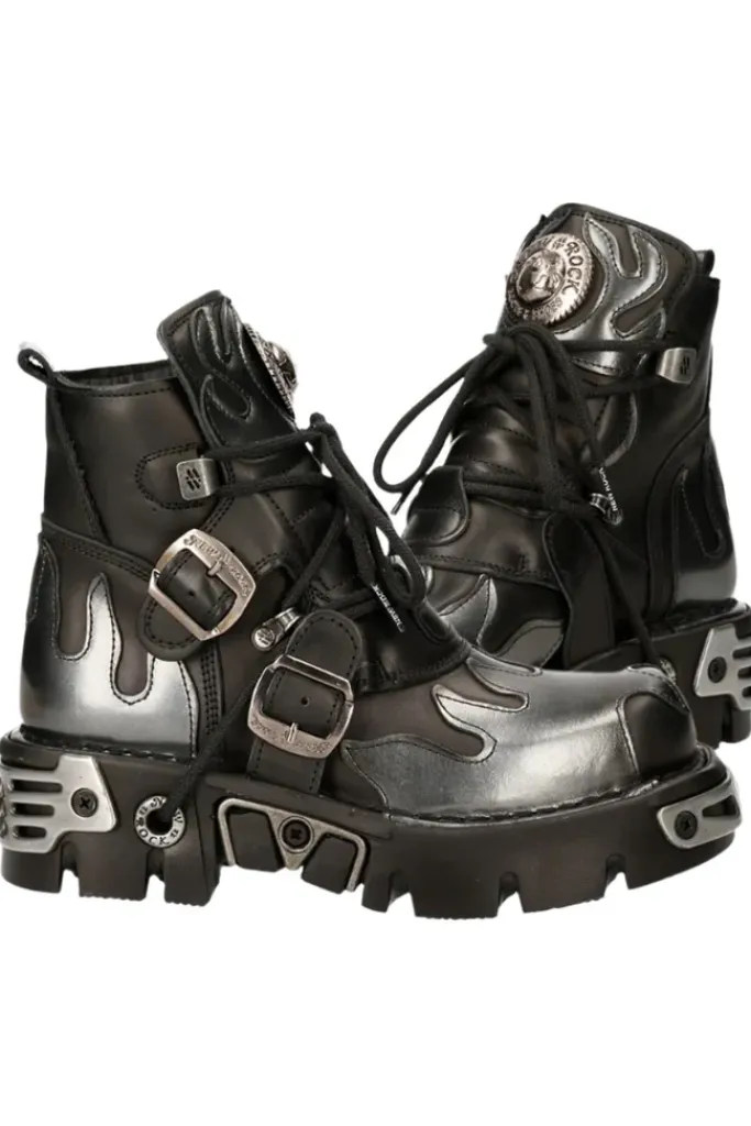 New Rock Boots New Rock Silver Flame Boots, M.288-S2