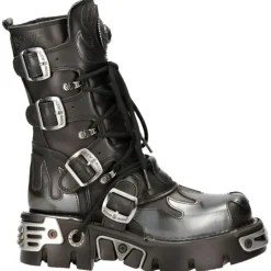 New Rock Boots New Rock Silver Flames Boots M591 S2