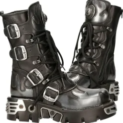 New Rock Boots New Rock Silver Flames Boots M591 S2