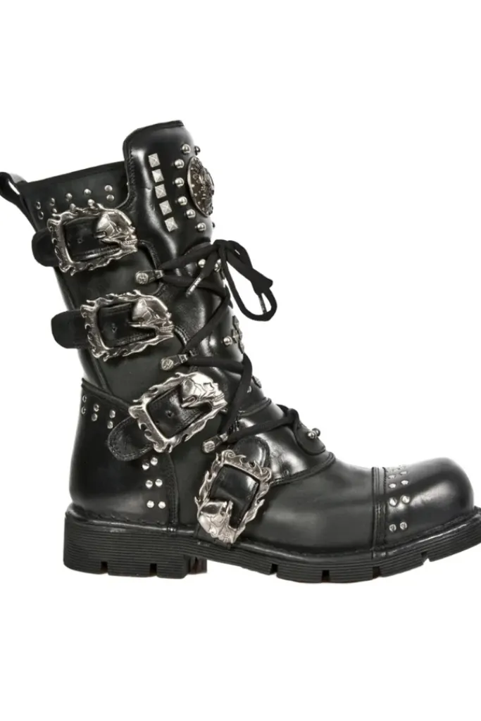 New Rock Boots New Rock Studded Black Boots M-1474-S1 (UK11, 12)