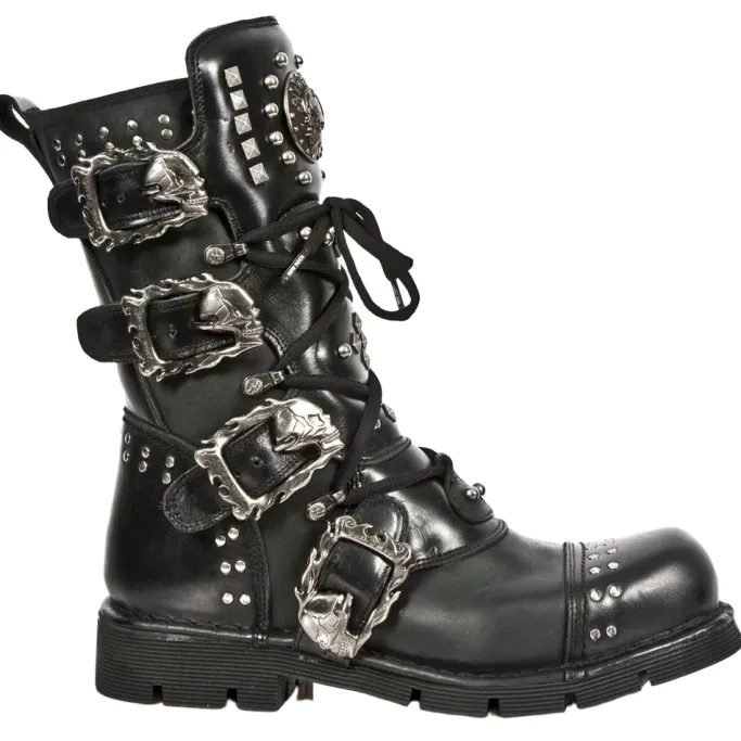 New Rock Boots New Rock Studded Black Boots M-1474-S1 (UK11, 12)
