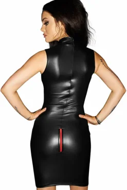 Noir Handmade Dress with Red Zippers