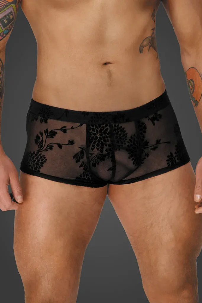 Noir Handmade Flock Embroidery Shorts