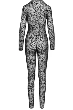 Noir Handmade Full Body Leopard Flock Catsuit