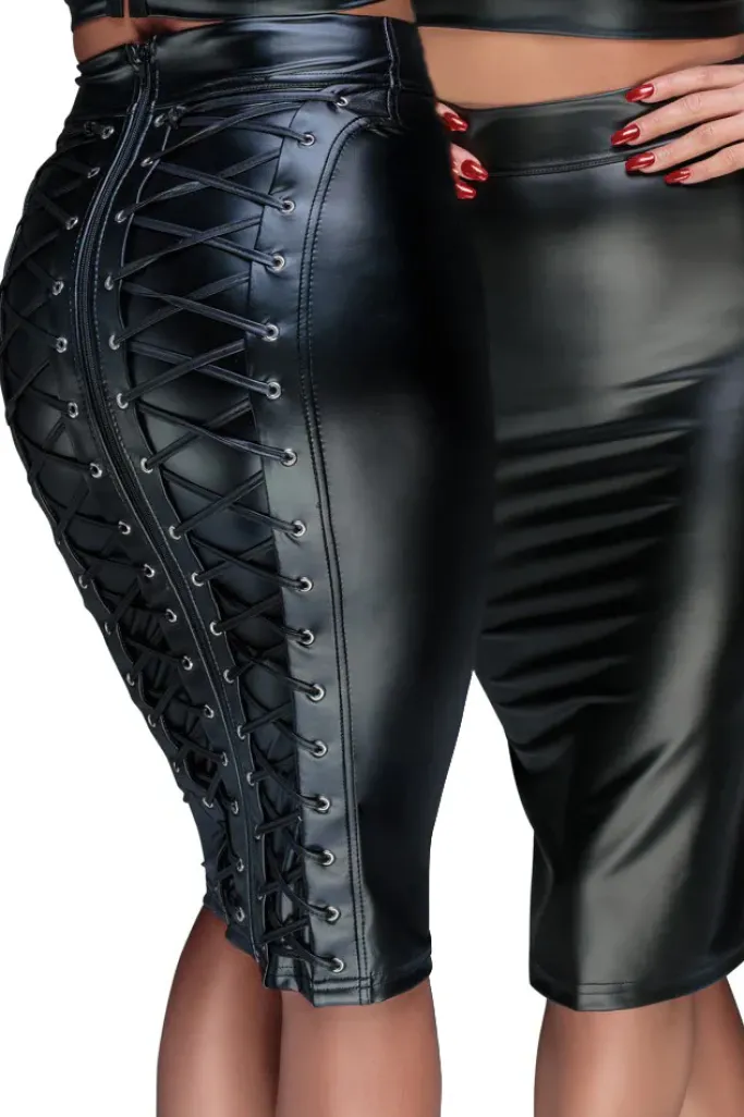 Noir Handmade Knee-Length Laced Skirt