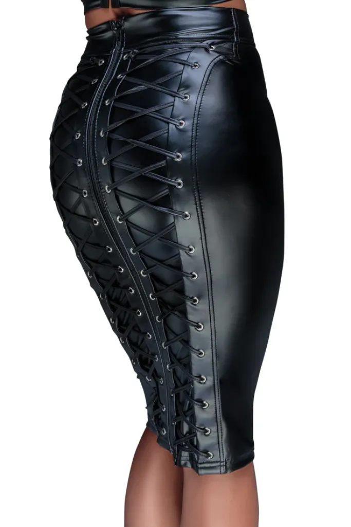 Noir Handmade Knee-Length Laced Skirt