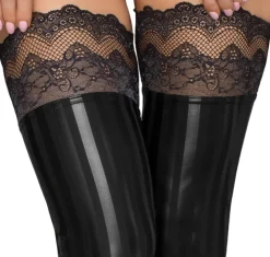 Noir Handmade Lace Wetlook Stockings (XL)
