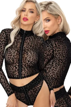 Noir Handmade Leopard Flock Top