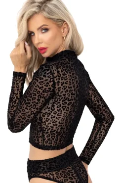 Noir Handmade Leopard Flock Top