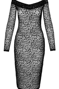 Noir Handmade Leopard Flock Midi Dress