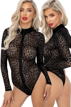 Noir Handmade Leopard Flock Bodysuit