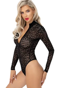Noir Handmade Leopard Flock Bodysuit