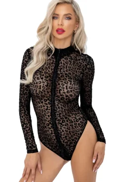 Noir Handmade Leopard Flock Bodysuit