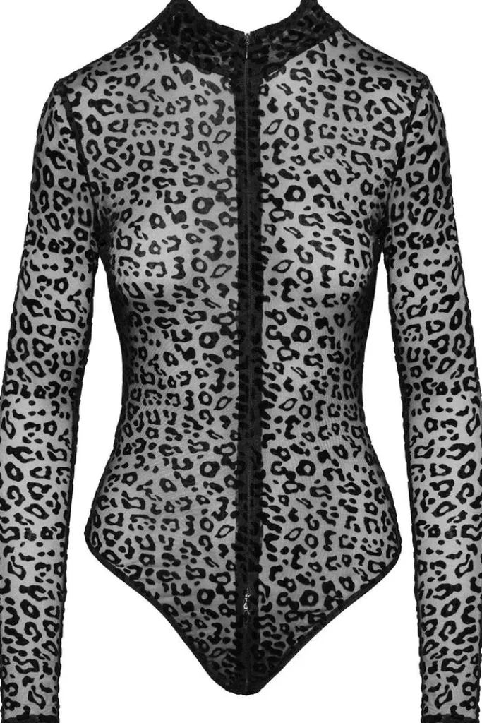 Noir Handmade Leopard Flock Bodysuit