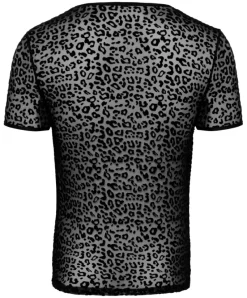 Noir Handmade Leopard Flock V-neck T-Shirt