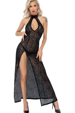 Noir Handmade Long Leopard Flock Dress