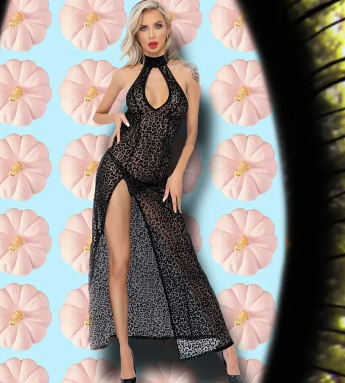Noir Handmade Long Leopard Flock Dress