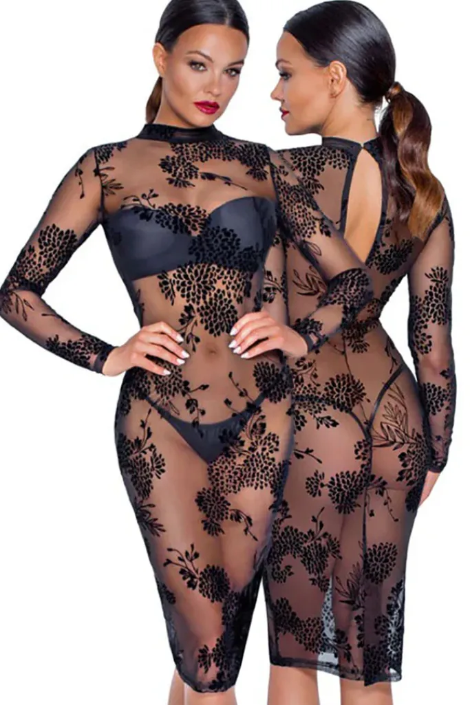 Noir Handmade Powernet and Flock Dress