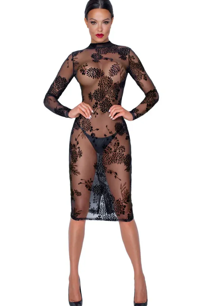 Noir Handmade Powernet and Flock Dress