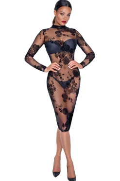 Noir Handmade Powernet and Flock Dress