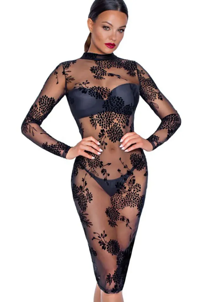 Noir Handmade Powernet and Flock Dress