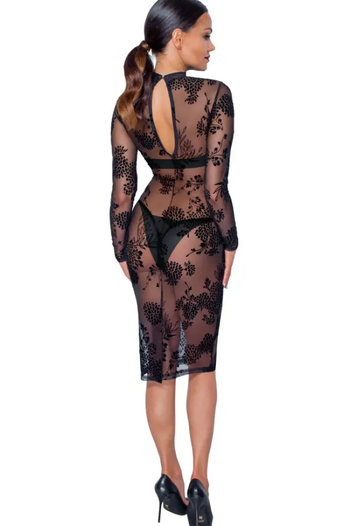 Noir Handmade Powernet and Flock Dress