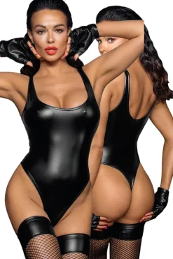 Noir Handmade Powerwetlook Body with high cut bottom hem