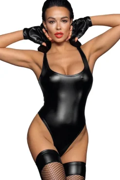 Noir Handmade Powerwetlook Body with high cut bottom hem