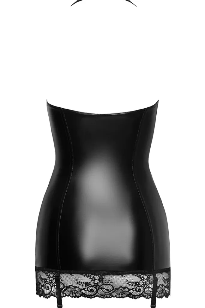 Noir Handmade Powerwetlook Lace Trim Mini Dress