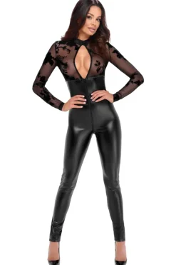 Noir Handmade Powerwetlook and Tulle Jumpsuit