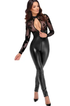 Noir Handmade Powerwetlook and Tulle Jumpsuit