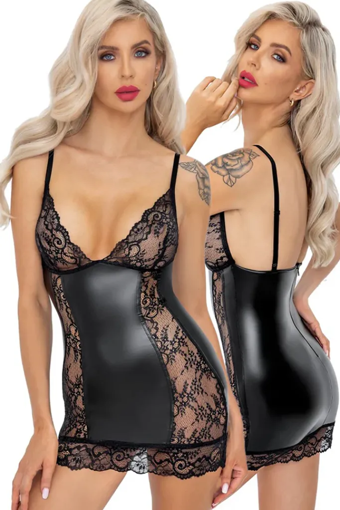 Noir Handmade Short Powerwetlook Dress