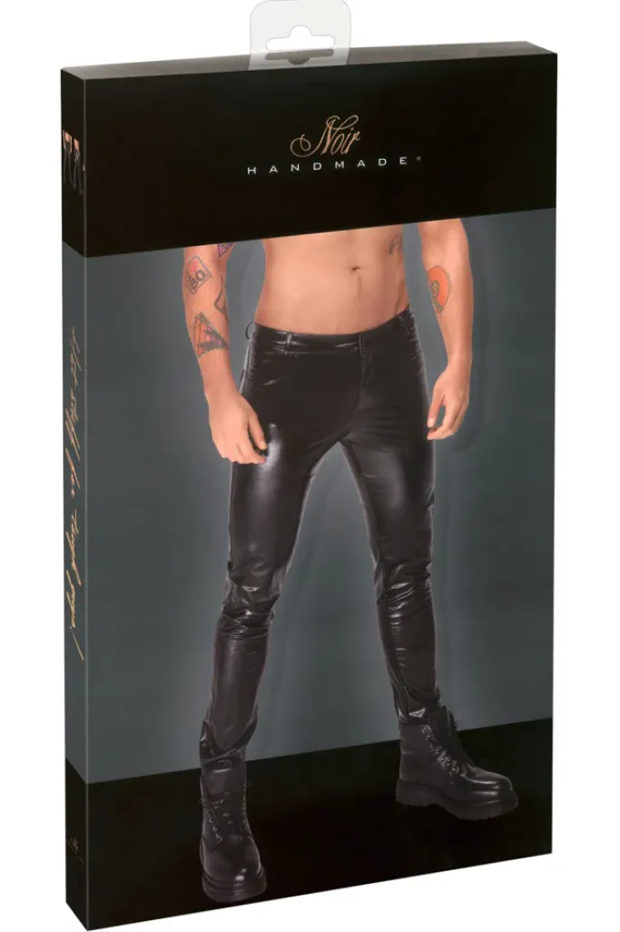Noir Handmade Snake Skin Pattern Wetlook Trousers