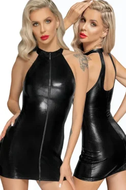 Noir Handmade Snake Wetlook Mini Dress