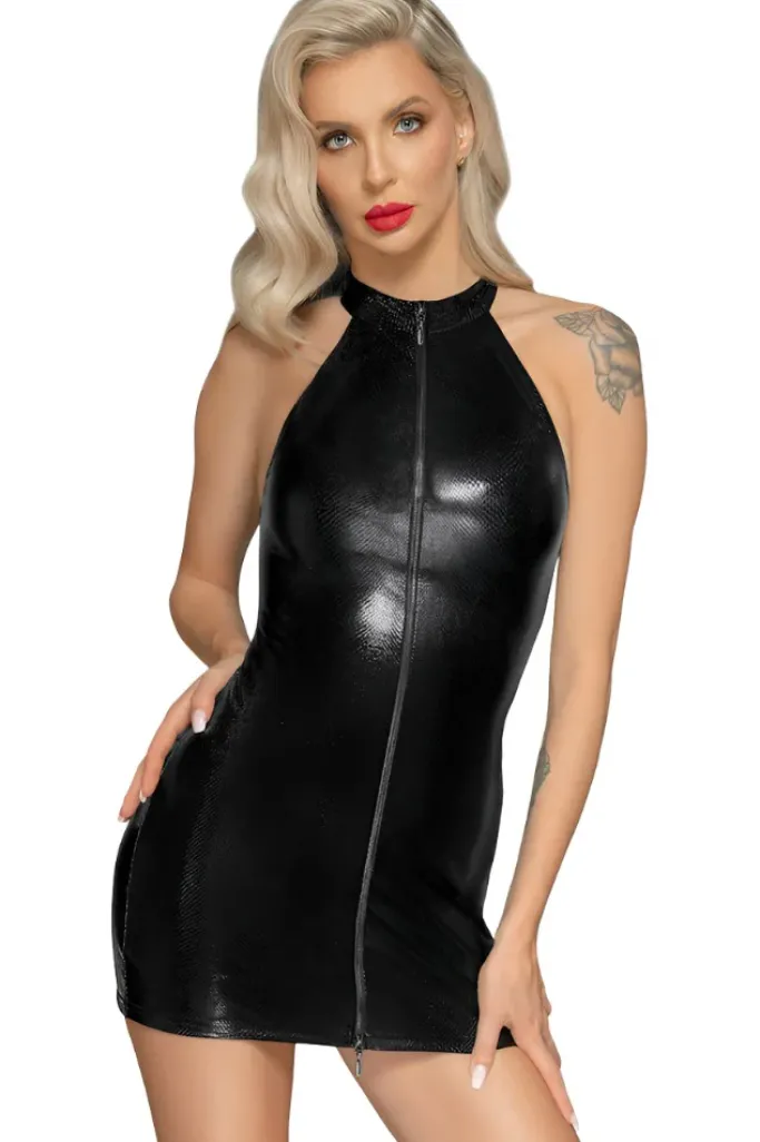 Noir Handmade Snake Wetlook Mini Dress
