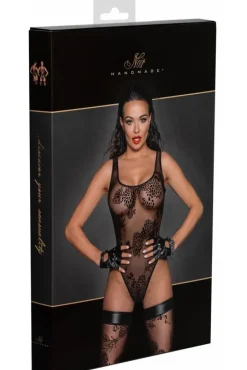 Noir Handmade Tulle Body with Patterned Flock Embroidery