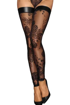 Noir Handmade Tulle Powerwetlook Flock Stockings