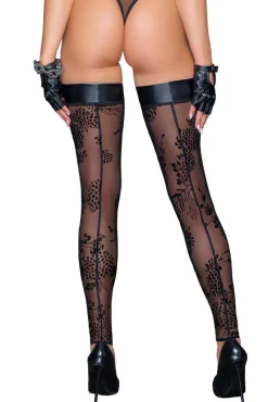 Noir Handmade Tulle Powerwetlook Flock Stockings