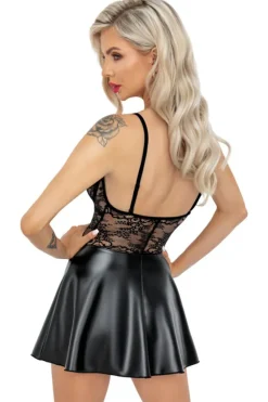 Noir Handmade Wetlook and Lace Dress