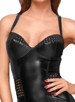 Noir Handmade Wetlook and Mesh Dress (XL)