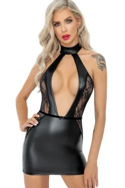 Noir Handmade Wetlook Lace Party Dress