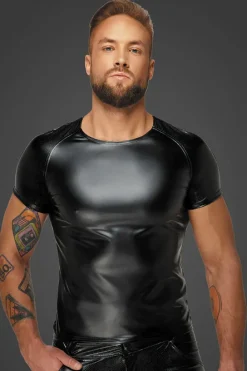 Noir Handmade Wetlook T-Shirt with Wetlook Sleeves