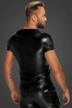 Noir Handmade Wetlook T-Shirt with Wetlook Sleeves