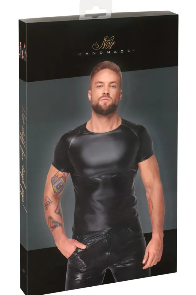 Noir Handmade Wetlook T-Shirt with Wetlook Sleeves