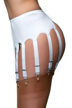 Nylon Dreams 12 Strap Suspender Belt White